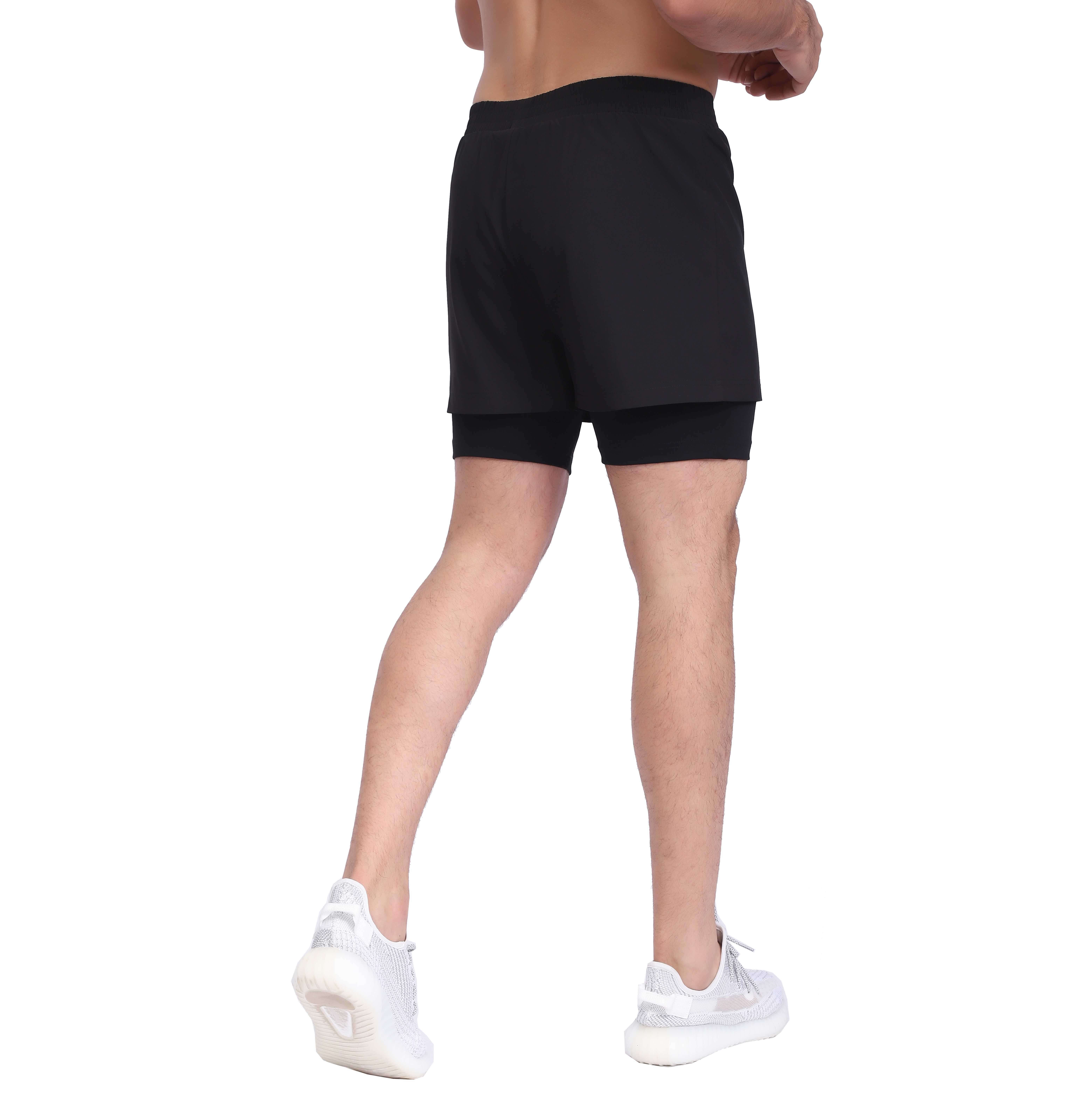 Мужские легкие спортивные шорты 2-в-1 для бега в тренажерном зале и йоге