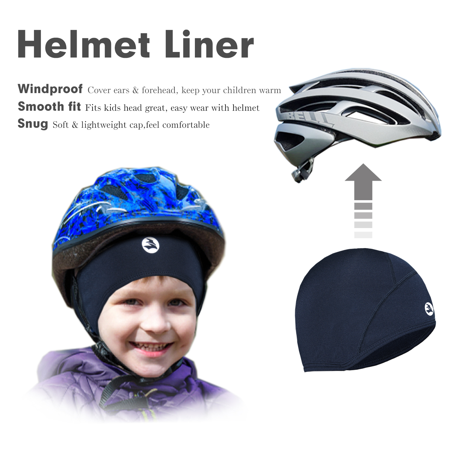 Детская тепловая подкладка для шлема для малышей, легкие подростки, тонкие кепки с черепом, шапочка с ушками, детские беговые шапки для мальчиков и девочек